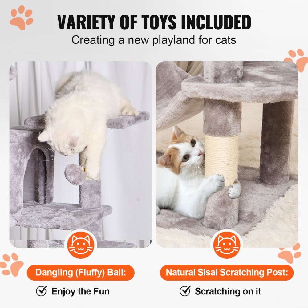 CAT793 - 63" Multi-Level Cat Tree with 2 Condos & Sisal Scratching Posts