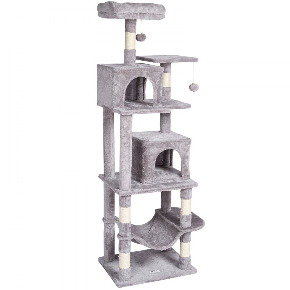 CAT793 - 63" Multi-Level Cat Tree with 2 Condos & Sisal Scratching Posts