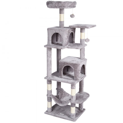 CAT793 - 63" Multi-Level Cat Tree with 2 Condos & Sisal Scratching Posts
