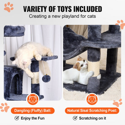 CAT793 - 63" Light Grey Cat Tower with 2 Condos and Scratching Posts