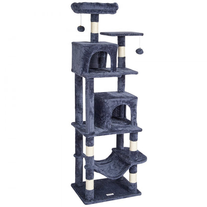 CAT793 - 63" Light Grey Cat Tower with 2 Condos and Scratching Posts