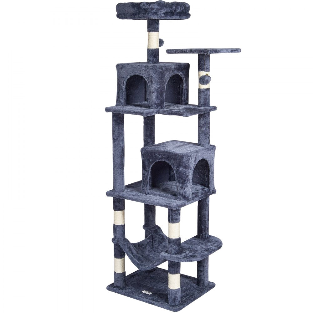 CAT793 - 63" Light Grey Cat Tower with 2 Condos and Scratching Posts