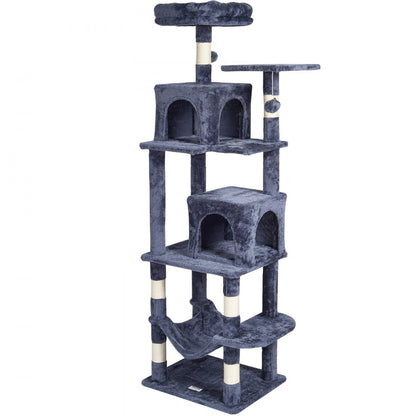 CAT793 - 63" Light Grey Cat Tower with 2 Condos and Scratching Posts
