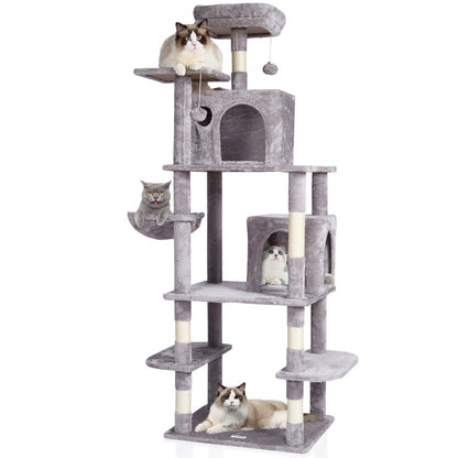 CAT794 - 68.5" Multifunctional Cat Tree for Multiple Cats in Light Grey