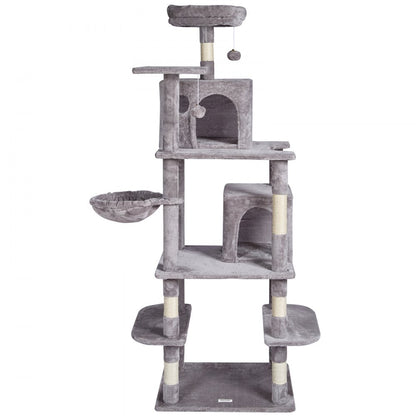 CAT794 - 68.5" Multifunctional Cat Tree for Multiple Cats in Light Grey
