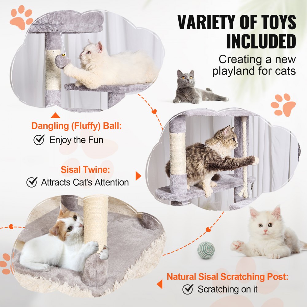 CAT795 - Multi-Level 72" Light Grey Cat Tree with 2 Condos & Scratching Posts