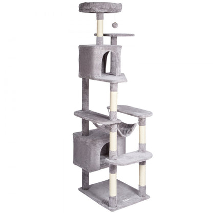 CAT795 - Multi-Level 72" Light Grey Cat Tree with 2 Condos & Scratching Posts