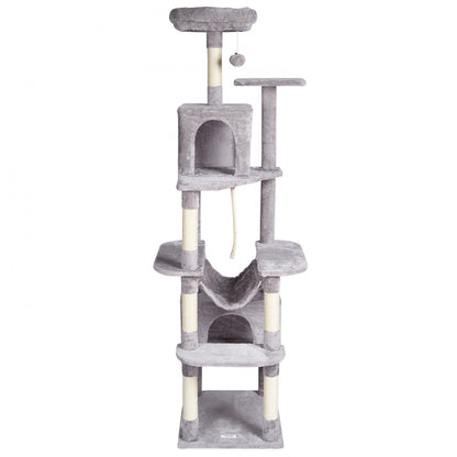 CAT795 - Multi-Level 72" Light Grey Cat Tree with 2 Condos & Scratching Posts