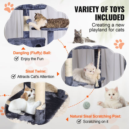 CAT795 - 72" Multi-Level Cat Tower with Condos & Scratching Posts