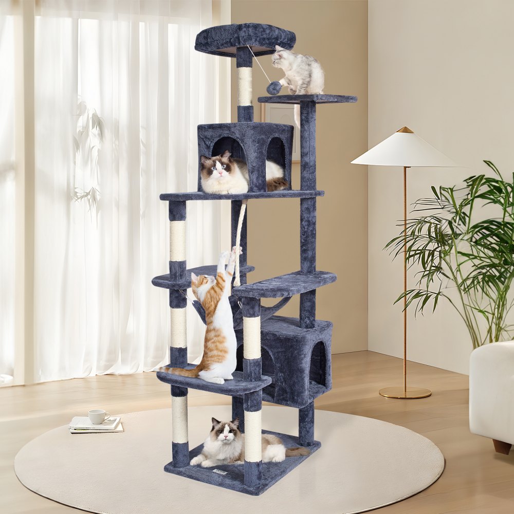 CAT795 - 72" Multi-Level Cat Tower with Condos & Scratching Posts
