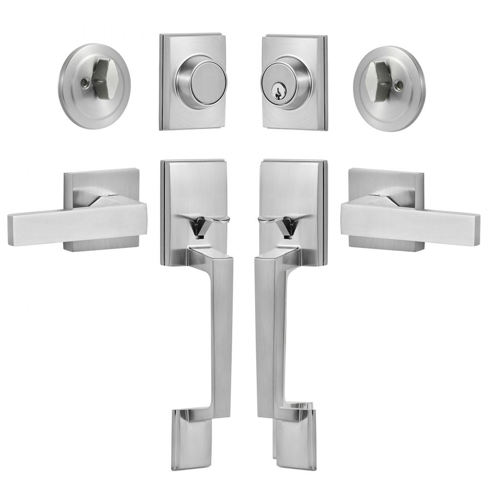 DT1103 - Satin Nickel Double Door Handle Set for Standard Doors