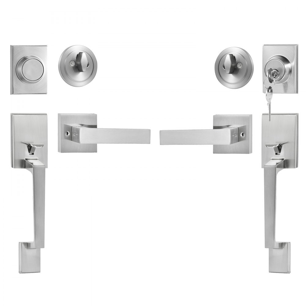 DT1103 - Satin Nickel Double Door Handle Set for Standard Doors