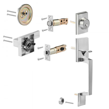 DT1103 - Satin Nickel Double Door Handle Set for Standard Doors