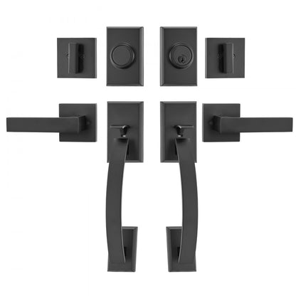 DT1210-DM-BLK - Stylish Double Door Handle Set with Adjustable Components