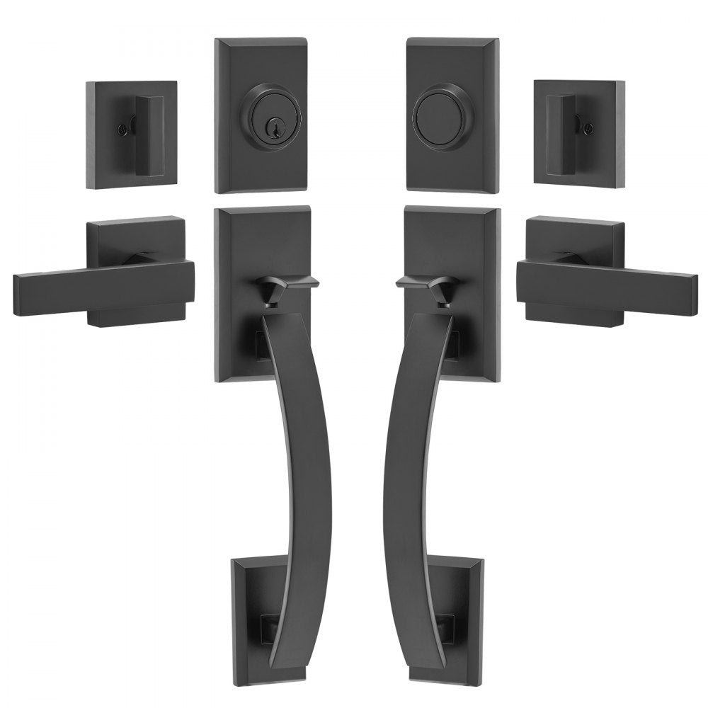 DT1210-DM-BLK - Stylish Double Door Handle Set with Adjustable Components