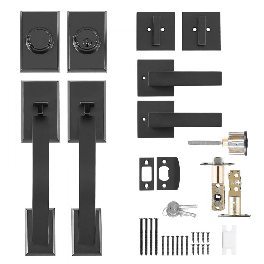 DT1210-DM-BLK - Stylish Double Door Handle Set with Adjustable Components