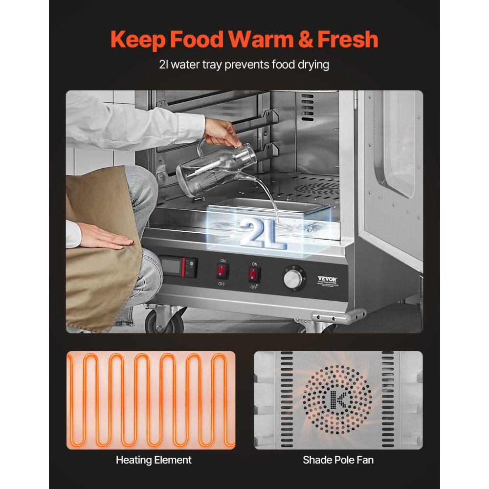 FWHB-1/1GN-5-KS - 16-Tier Food Warmer with Adjustable Shelves, 80℉-177℉ Range