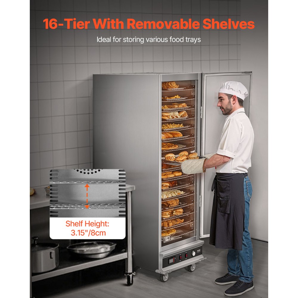 FWHB-1/1GN-5 - 16-Tier Food Warmer Cabinet with Adjustable Shelves