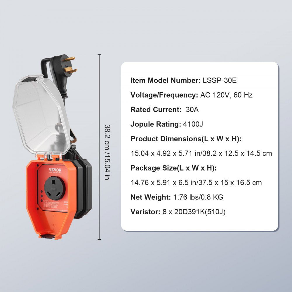 LSSP-30E - 30 Amp VEVOR RV Surge Protector with 4100J Protection