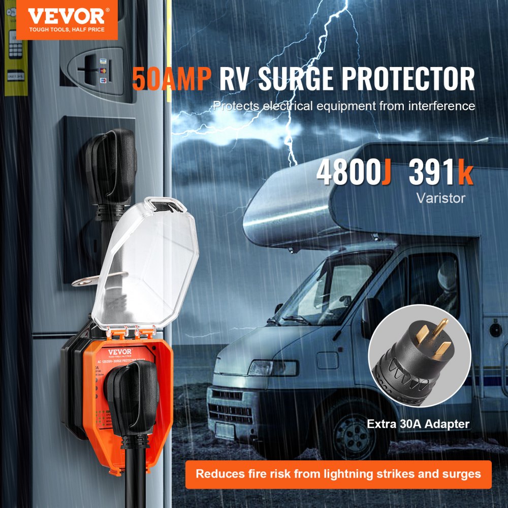 LSSP-50E - 50 Amp RV Surge Protector with Waterproof Cover & Circuit Analyzer