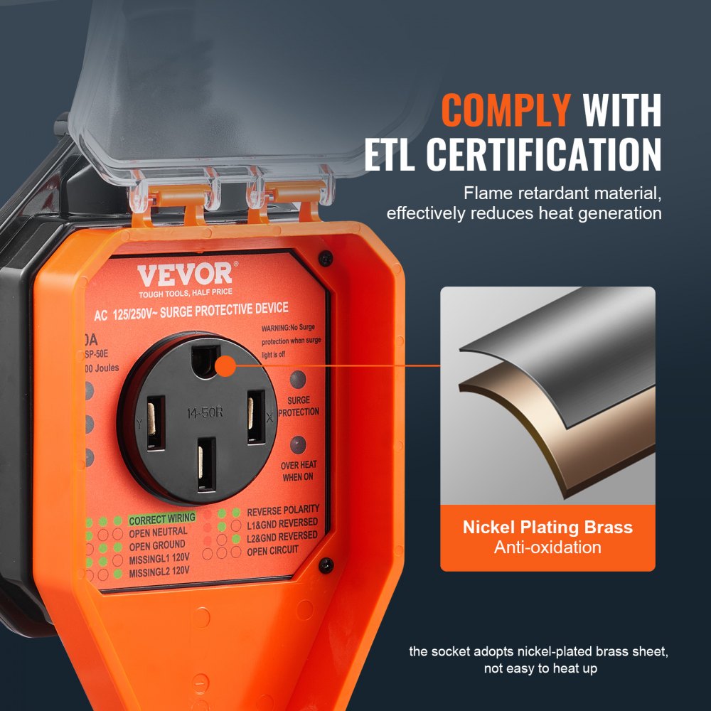 LSSP-50E - 50 Amp RV Surge Protector with Waterproof Cover & Circuit Analyzer