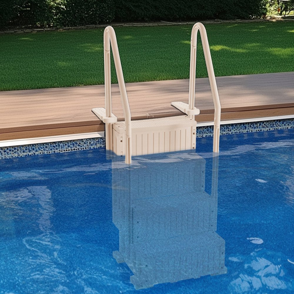 U12 taupe - Durable 4-Step Pool Ladder with Double Handrails for 400 lb Support