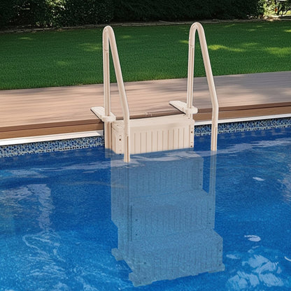 U12 taupe - Durable 4-Step Pool Ladder with Double Handrails for 400 lb Support