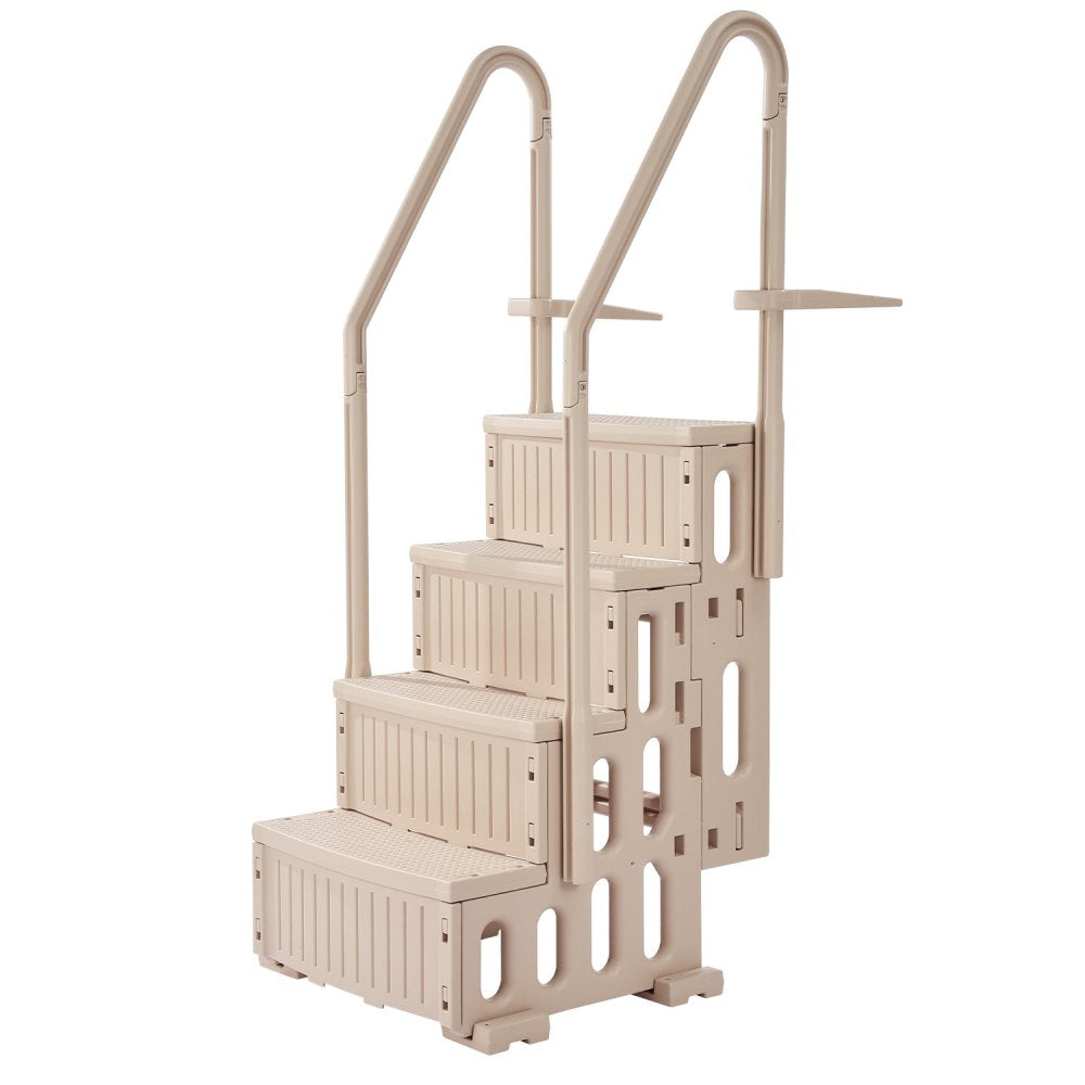 U12 taupe - Durable 4-Step Pool Ladder with Double Handrails for 400 lb Support