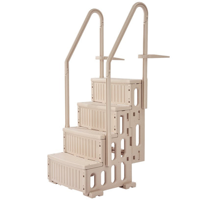 U12 taupe - Durable 4-Step Pool Ladder with Double Handrails for 400 lb Support