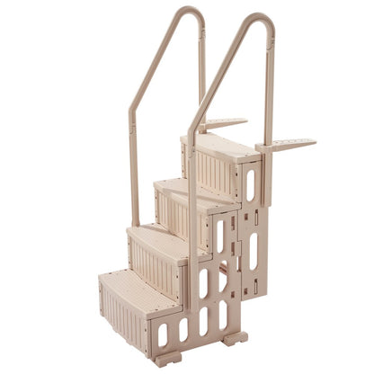 U12 taupe - Durable 4-Step Pool Ladder with Double Handrails for 400 lb Support