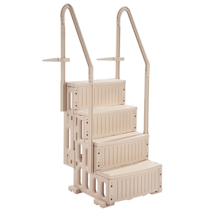 U12 taupe - Durable 4-Step Pool Ladder with Double Handrails for 400 lb Support