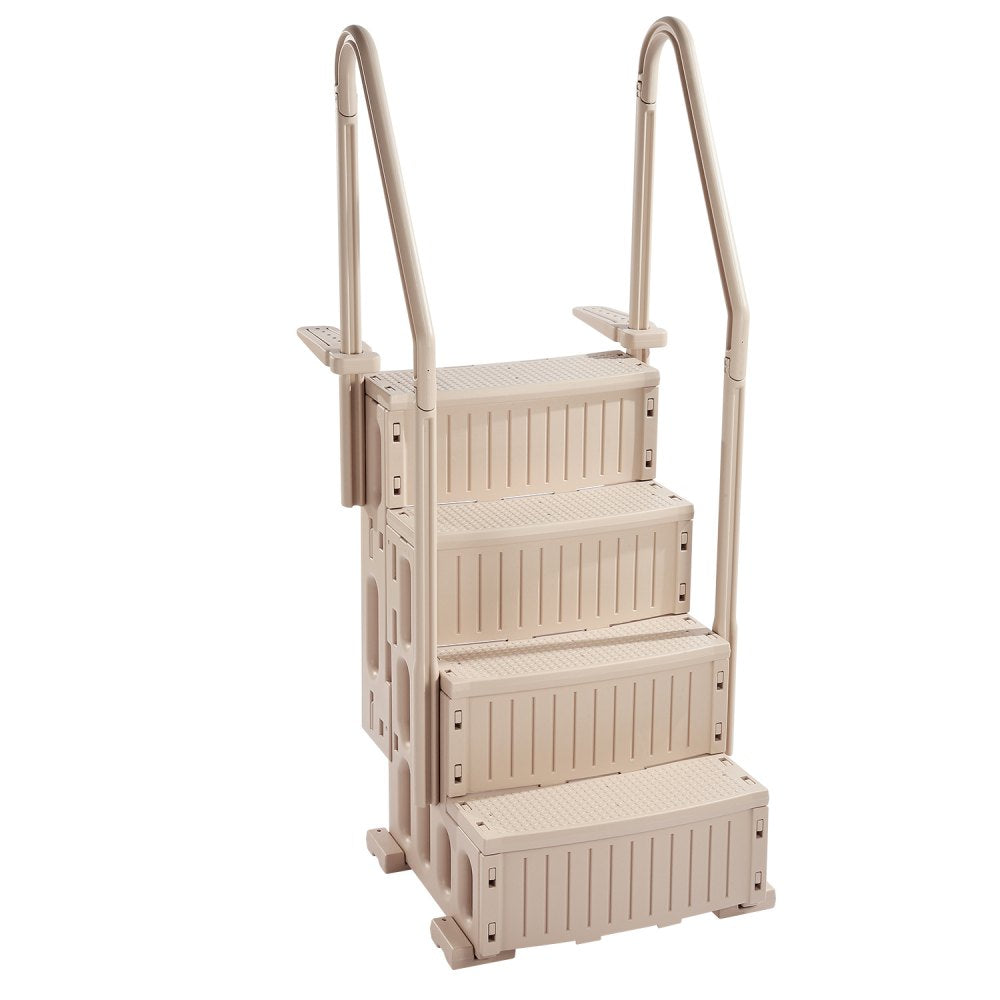 U12 taupe - Durable 4-Step Pool Ladder with Double Handrails for 400 lb Support