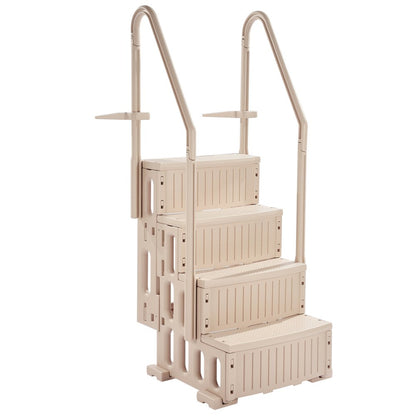 U12 taupe - Durable 4-Step Pool Ladder with Double Handrails for 400 lb Support