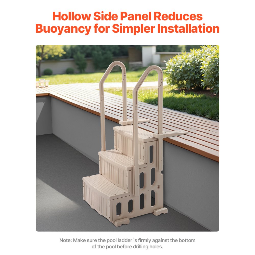 U12-3 taupe - 3-Step Pool Ladder with Handrails, Supports 400 lbs