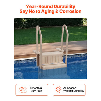 U12-3 taupe - 3-Step Pool Ladder with Handrails, Supports 400 lbs