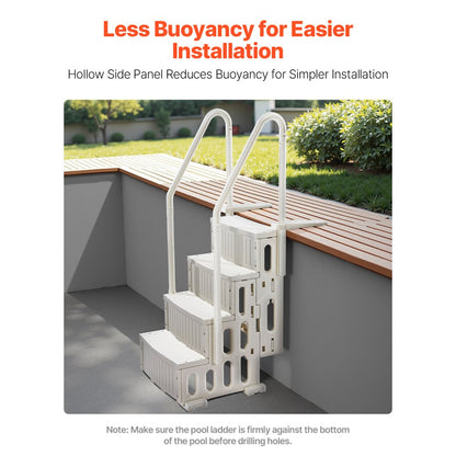 U12 white - Durable 4-Step Pool Ladder for 48-54" Pools, 400 lb Support