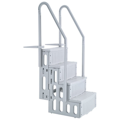 U12 gray - Durable 4-Step Pool Ladder with Double Handrails, Supports 400 lbs