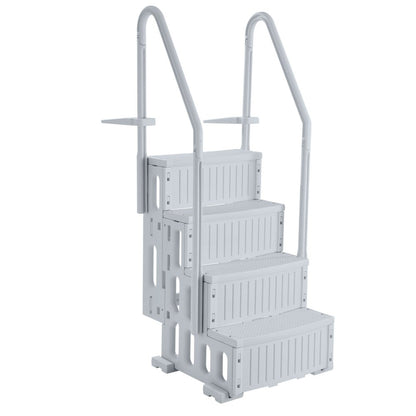 U12 gray - Durable 4-Step Pool Ladder with Double Handrails, Supports 400 lbs