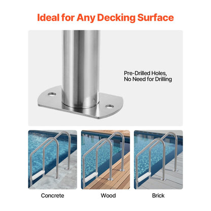 L01C-3-42 - 3-Step Stainless Steel Pool Ladder with Double Handrails, 265 lb Capacity