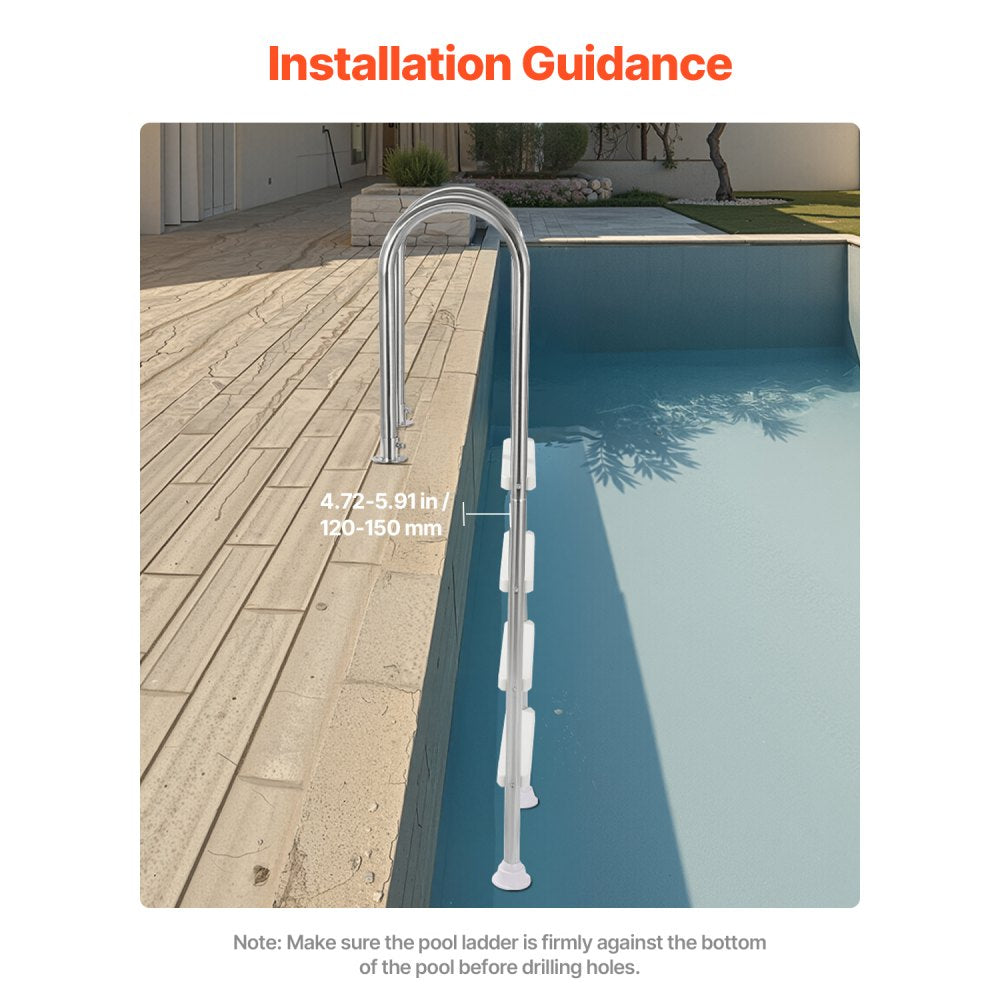 U06C-4-42 - 4-Step Stainless Steel Pool Ladder with Double Handrails, 265 lb Capacity