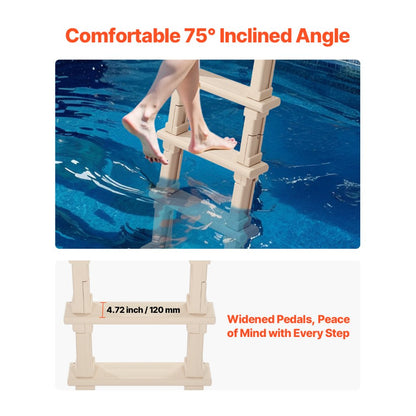 U10 taupe - 5-Step Pool Ladder with 300 lb Capacity & Dual Handrails