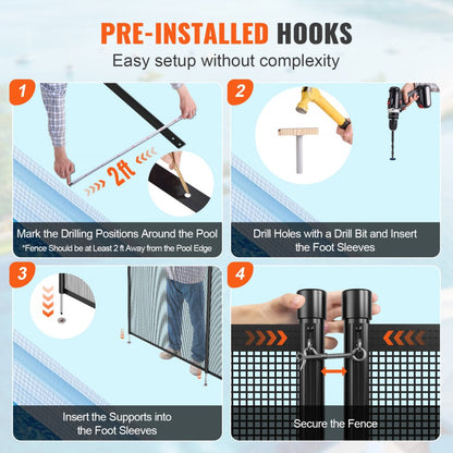 NLSSHL4108 - Durable 4 x 108 FT VEVOR Pool Fence for Child Safety