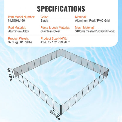 NLSSHL496 - 4x96 ft VEVOR Pool Safety Fence with Durable Mesh
