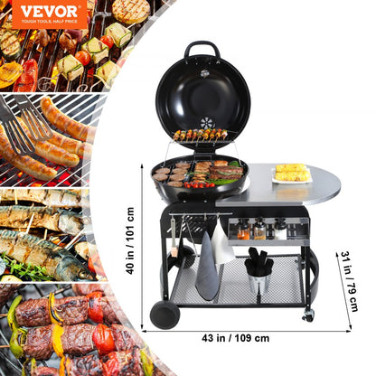 KY22022C-TC - 21-Inch VEVOR Charcoal Grill with Easy Cleanup & Storage