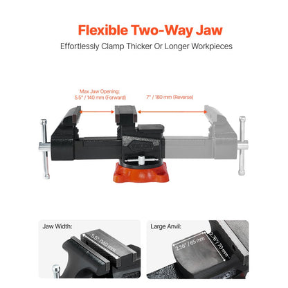9555 - 5.5" Durable Cast Iron Bench Vise with 360° Rotation