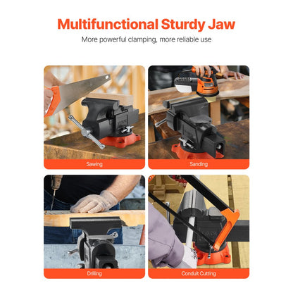 9525 - 5" Cast Iron Bench Vise with 360° Rotating Base