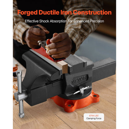 9528 - 11.5" Heavy-Duty Vise with 360° Swivel Base & Pipe Jaws