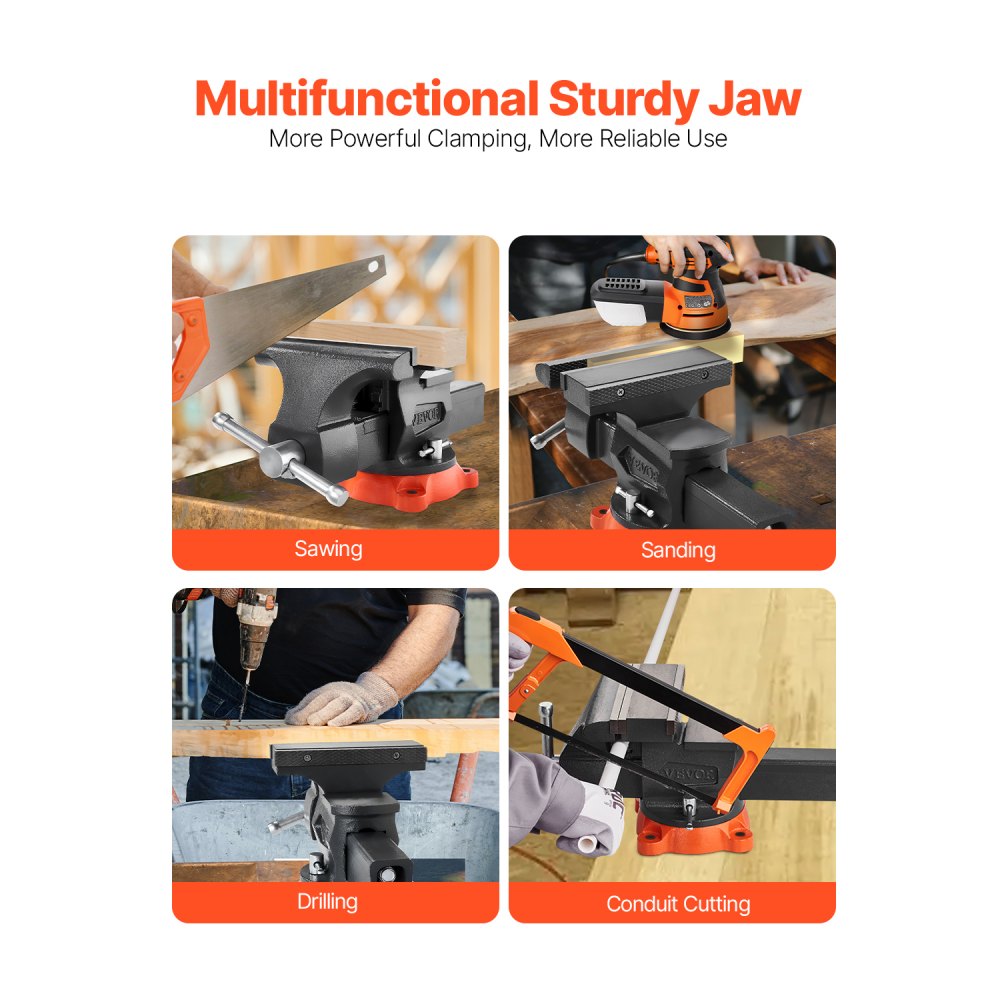 9528 - 11.5" Heavy-Duty Vise with 360° Swivel Base & Pipe Jaws