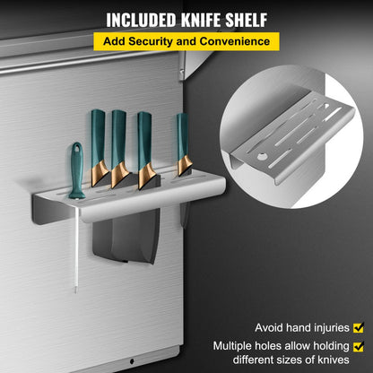 010709968737 - 29.5" Stainless Steel Backsplash with Knife & Storage Shelves