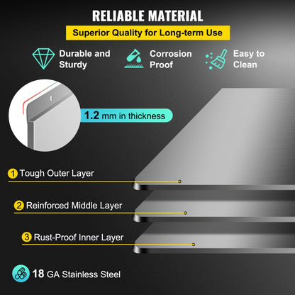 010870069137 - 30"x30.7" Stainless Steel Backsplash with Two Shelves